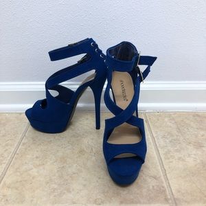 Blue CrossOver Closure Heels